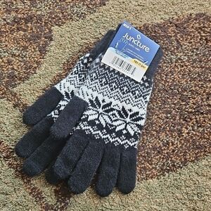 Juncture Men's Black and White Winter Gloves